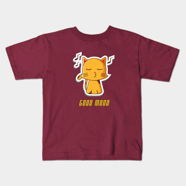 Cat Good Mood Kids T-Shirt by NickDsigns